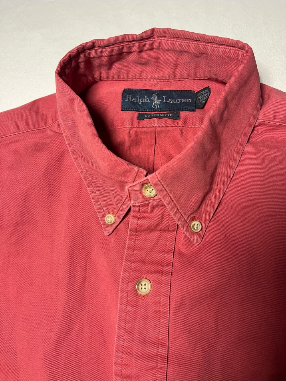 Ralph Lauren Coral Button Down Long Sleeve Oxford Shirt Custom Fit Size  Large